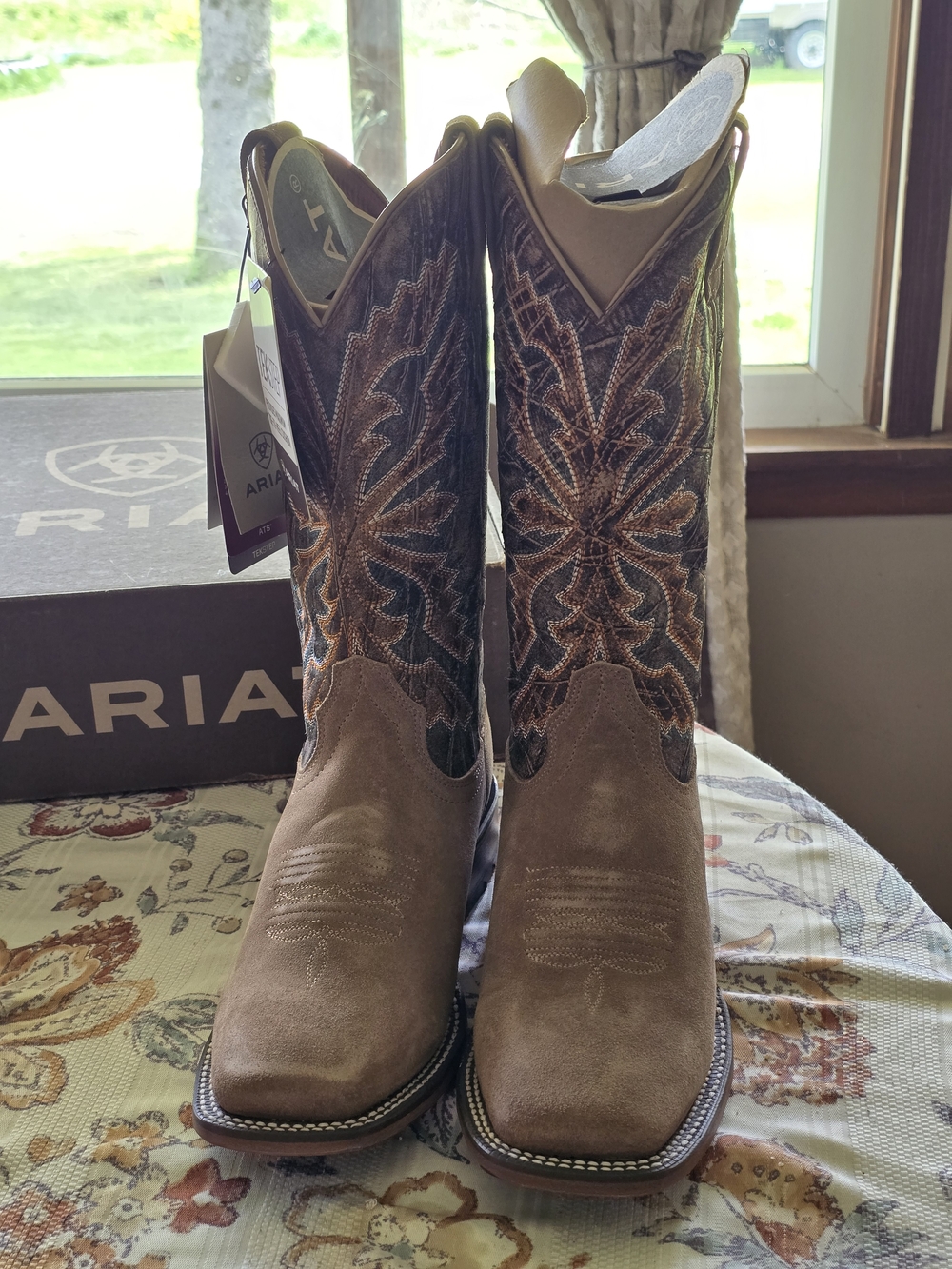 Ariat ATS Brown Suede Western Cowboy Boots